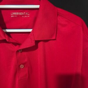 Nike Golf Dri Fit Red Polo Shirt Mens XXL Short Sleeve Athletic Performance